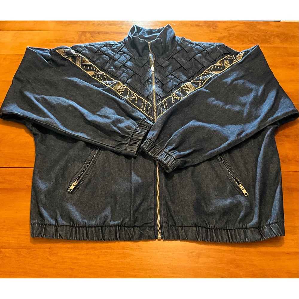 Vintage TEDDI Women's L‎ Denim Jacket Embroidered Coat Grannycore Cottagecore